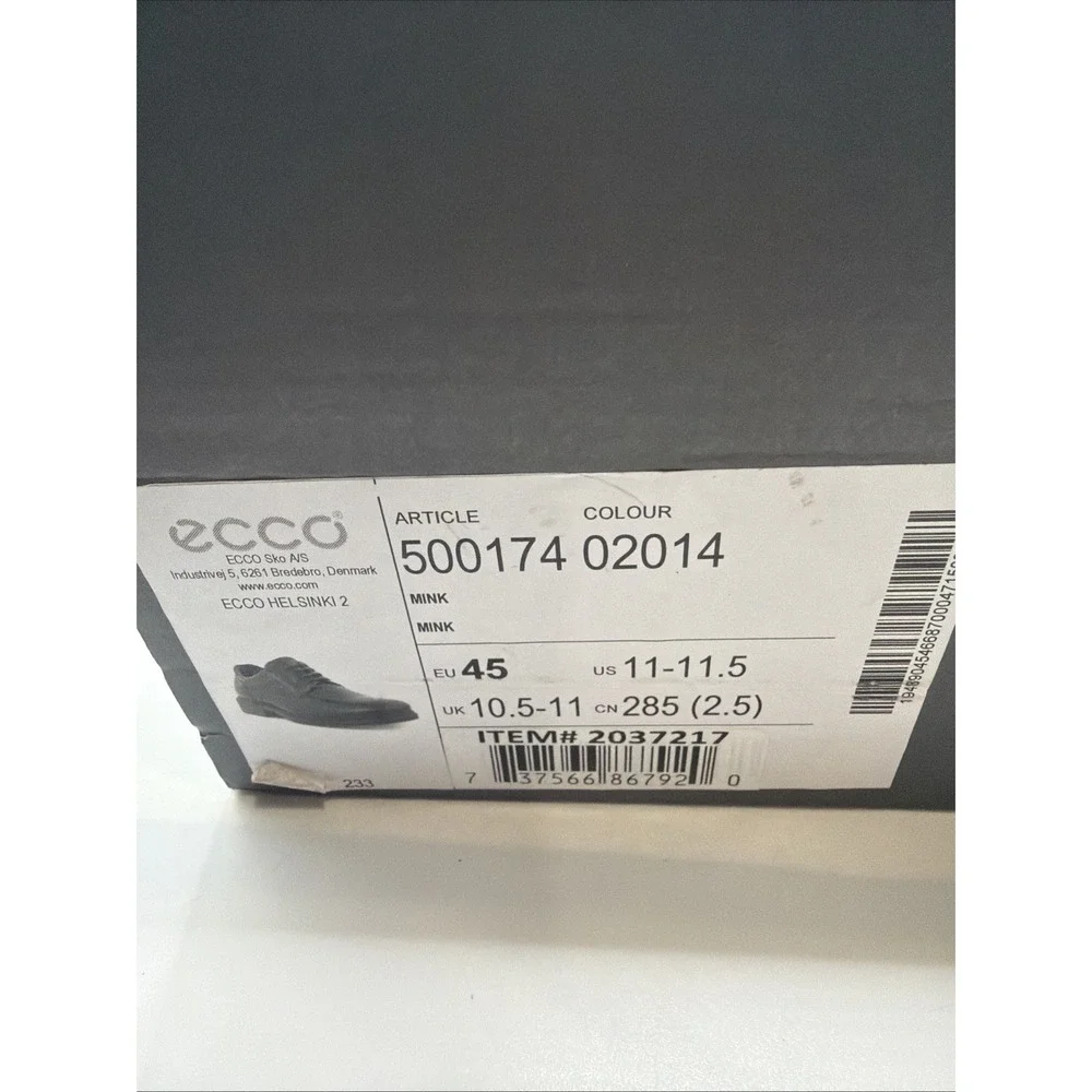 ECCO Men's Helsinki Bike Toe Lace Up Mink Oxfords Dress Shoes Size 11-11.5 New